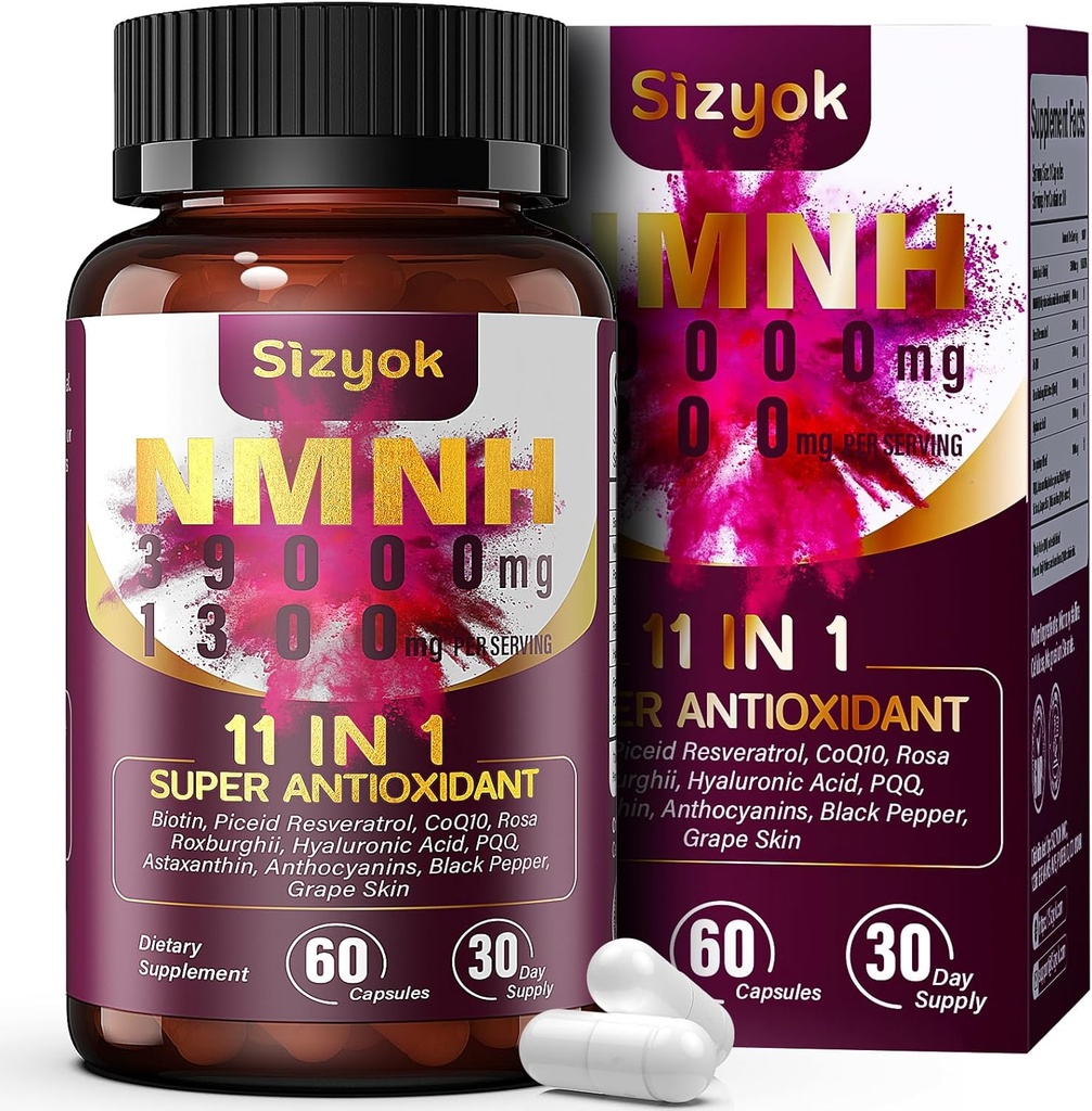 11-in-1 NMNH (Dihydronicotinamide Mononucleotide), 600mg per Serving, NAD+ Supplement with Resveratrol, CoQ10 to Support NAD+ Levels, NMNH Supplement for Anti-Aging, 60 Count, 30 Day Supply-91