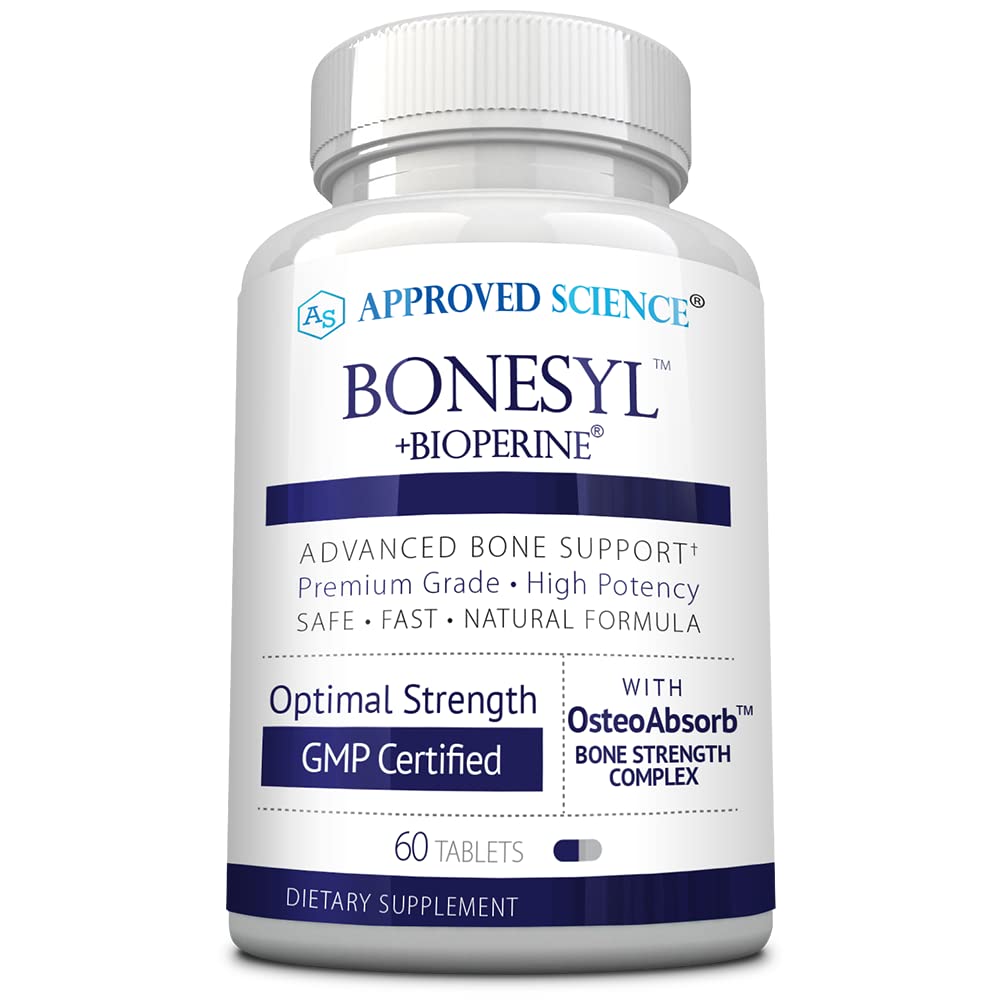 Approved Science Bonesyl - Strengthen Bones, Limit Bone Density Loss - Maintain Overall Bone Health - K2, BioPerine, and Magnesium - 60 Tablets - Vegan - Made in USA