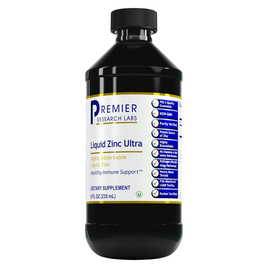 Premier Research Labs Liquid Zinc Ultra Supplement - for Immune Support & Well-Being for Adults & Kids - Highly Absorbable Drops - Used for Rapid Analysis of Zinc Status - 8 fl oz