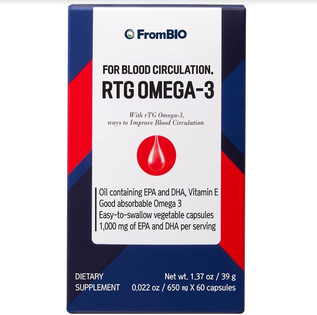 for Blood Circulation, rTG Omega-3, 1,000mg of EPA and DHA and 11mg a-TE of Vitamin E per Serving (60 Capsules)