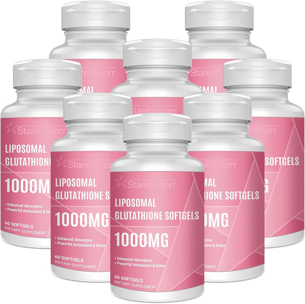 Liposomal Glutathione Softgels 1500MG, Reduced Glutathione Supplement with Vitamin C, Better Absorption, Non-GMO Powerful Antioxidant for Healthy Aging, Detox, Immune Health, 480 Softgels