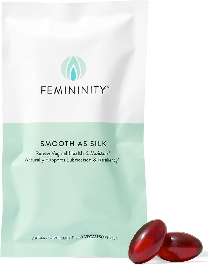 Femininity Smooth as Silk 30-Day Refill for Vaginal Dryness (60 Softgels) – Sea Buckthorn Oil with 365mg Omega 7 + Omega 3 and Omega 9