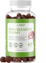 Organic Irish Sea Moss Gummies - Burdock Root and Bladderwrack Natural Blend - Immune System Gut Cleanse & Thyroid Supplement - Skin and Nail Health - 60CT