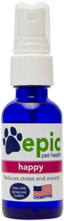 Happy - All Natural Liquid Spray Supplement - Eases Separation Anxiety, Helps with Vet Visits, Travel, Grooming, Loss of a Friend (Spray 1 oz)
