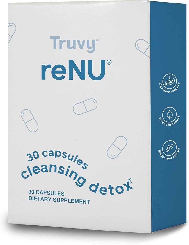 Truvy Renu Detox | 30 Count | Digestive Support Capsules | Supports Gut Balance & Natural Elimination | Plant-Based Formula for Internal Cleanse & Wellness