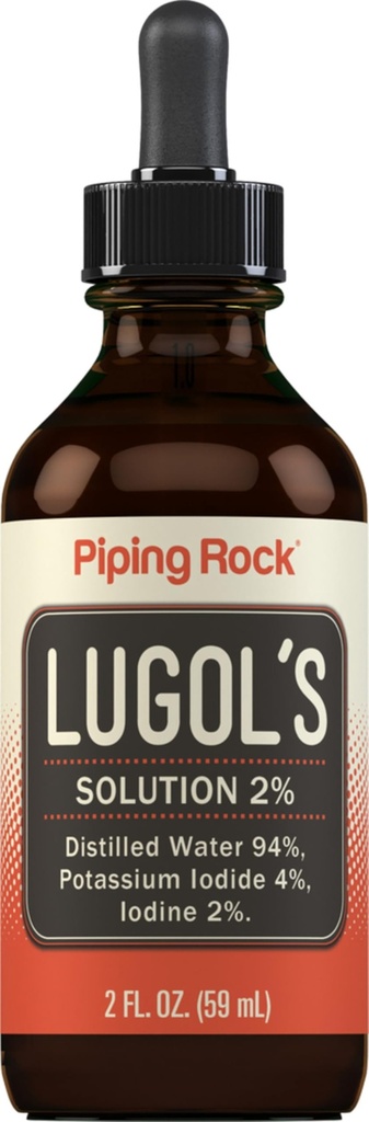 Piping Rock Lugols 2% Iodine Solution | 2 Fl Oz (Pack of 1) | Liquid Drops for Men and Women | Potassium Iodide 4%