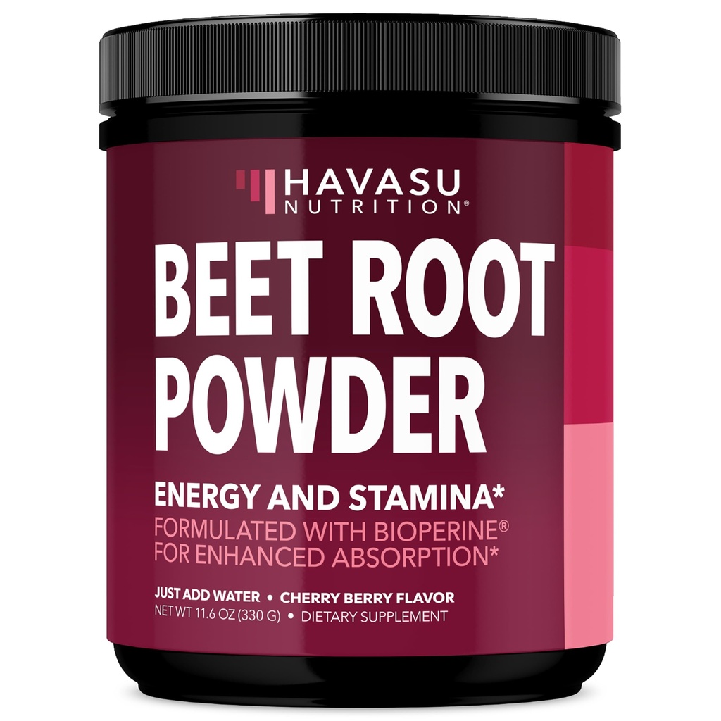 Organic Beet Root Powder with Vitamin B12 & Coryceps - Nitric Oxide Supplement - Beetroot Powder for Energy & Post Workout Recovery - Mix with Water or Smoothies, Cherry Berry Flavor - 30 Servings