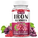 Iron Gummies Supplement for Women & Men, Iron Supplements for Anemia with Vitamin C, B12, Folate-Blood Builder & Energy Support for Iron Deficiency-Grape Flavor, Vegan, 60 Gummies