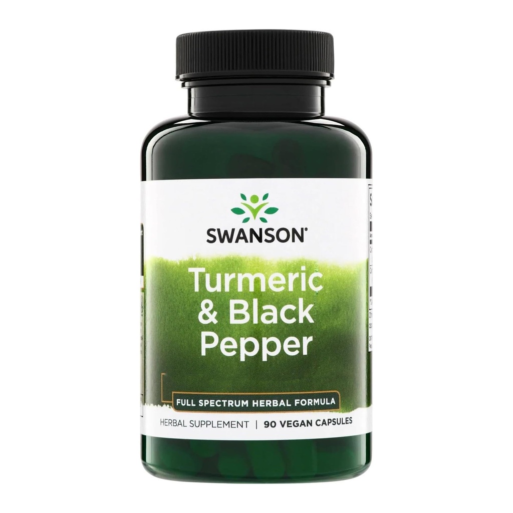 Swanson Premium Turmeric & Black Pepper Antioxidant Supplement for Active Adults Seeking Joint, Digestion, and Circulation Support - Non-GMO, Organic (90 Vegan Capsules, 2 Pack)