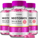 Neotonics Skin and Gut Gummies, Neotonics Skin & Gut Health, Neotonics Gummies Glow Up Skin Supplement Neotonics Clear Skin Supplement - Skin Gummies For Smooth Skin Probiotic Gummies Reviews (3 Pack)