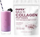Multi Collagen Peptides Powder, Collagen Peptides for Women & Men, Collagen Powder with Hyaluronic Acid, Biotin, Types I, II, III, V, X, Promotes Hair, Nail, Skin, Bone and Joint Health (1 lb)