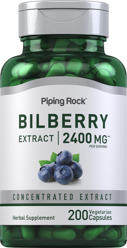Piping Rock Bilberry Extract Capsules | 200 Pills | Herbal Extract Supplement | Vegetarian, Non-GMO, Gluten Free