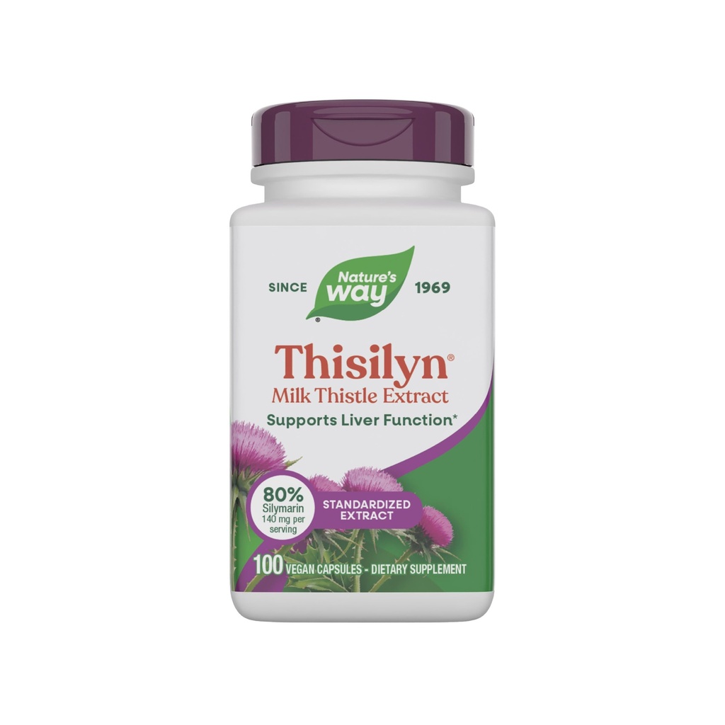 Nature's Way Thisilyn with Standardized Milk Thistle Extract, Supports Liver Function*, Silymarin, Vegan, 100 Capsules (Packaging May Vary)