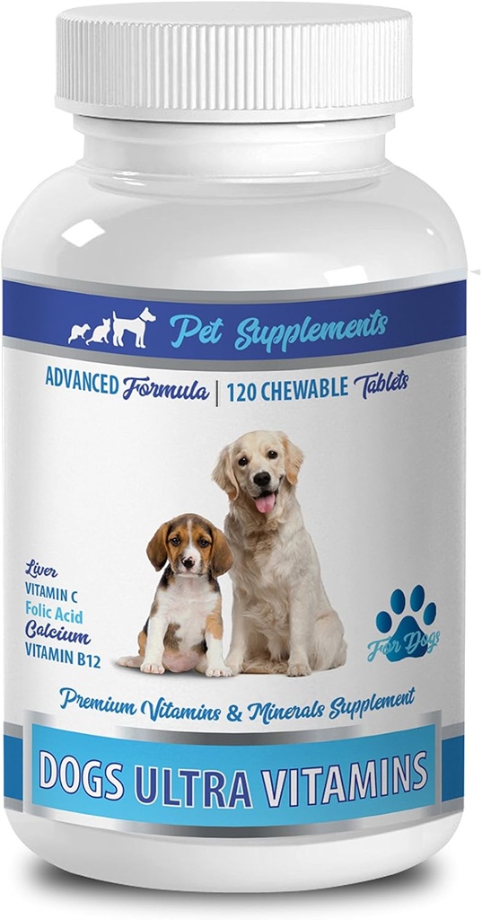 Dog Energy Booster - Ultra Vitamins for Dogs - Chews - Powerful Formula - Mineral Complex - Calcium for Dogs - 90 Treats (1 Bottle)