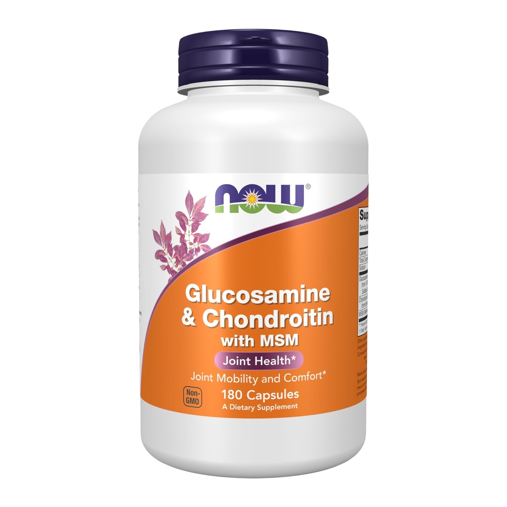 NOW Foods Glucosamine 1.1g, Chondroitin 1.2g, with MSM 300mg, 180 Capsules (Pack of 2)