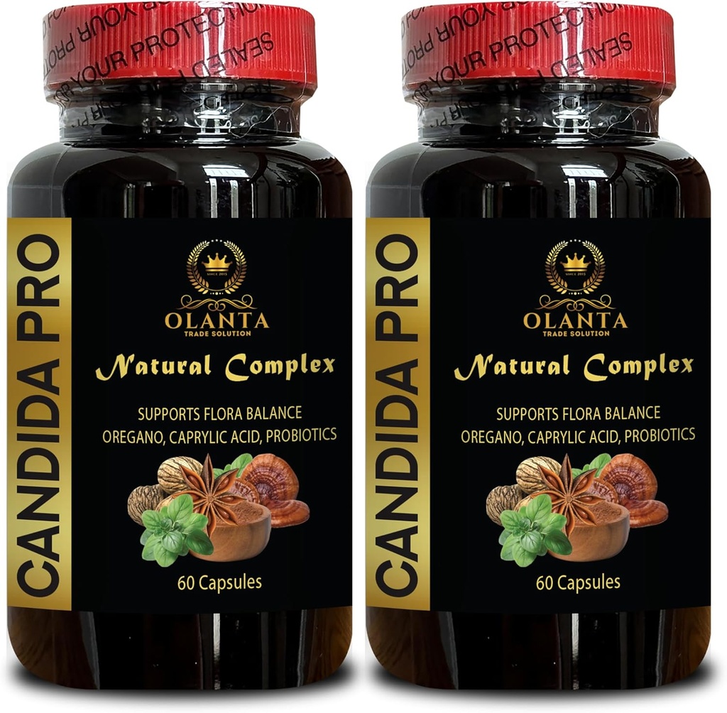 Candida Support Complex - Oregano Oil Supplement, Candida May Cleanse Gut Support, probiotics for Women Digestive Health, caprylic Acid Capsules - 2 Bottles 120 Capsules