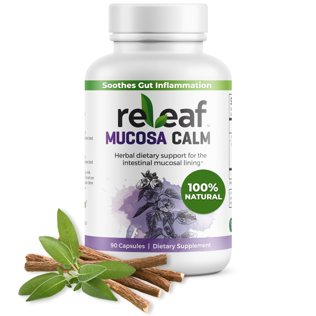 MucosaCalm Herbal Supplement for Digestive Health Support | Vegan Formula | 90 Capsules