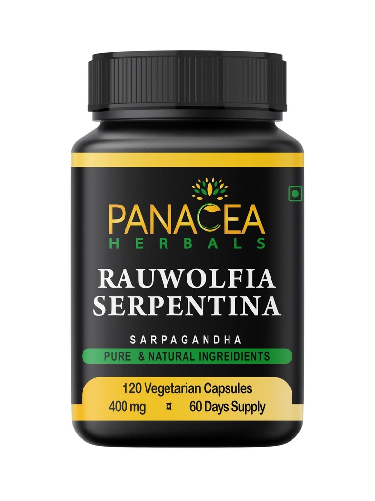 Panacea Herbals Rauwolfia Serpentina Capsules (120 Count 400mg Veg Caps) Sarpagandha Vati, Indian Snakeroot Supplement