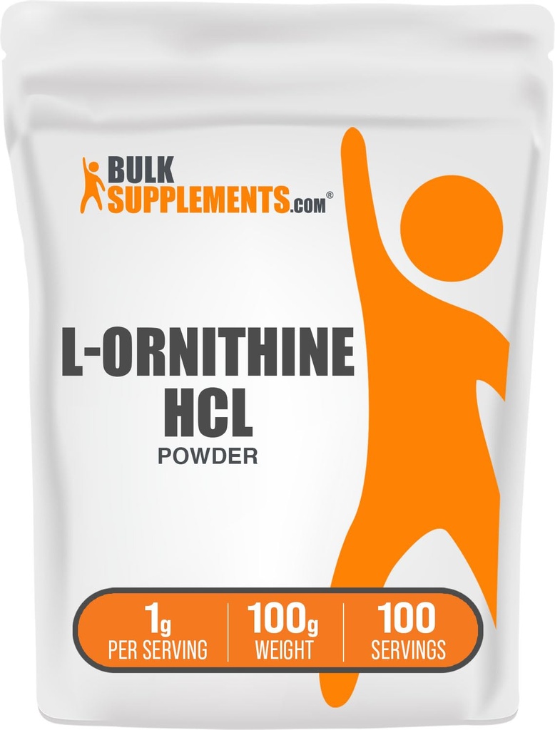 BulkSupplements.com L-Ornithine HCl Powder - Ornithine Supplement, Amino Acids Supplement - Gluten Free, 1g per Serving, 100g (3.5 oz) (Pack of 1)