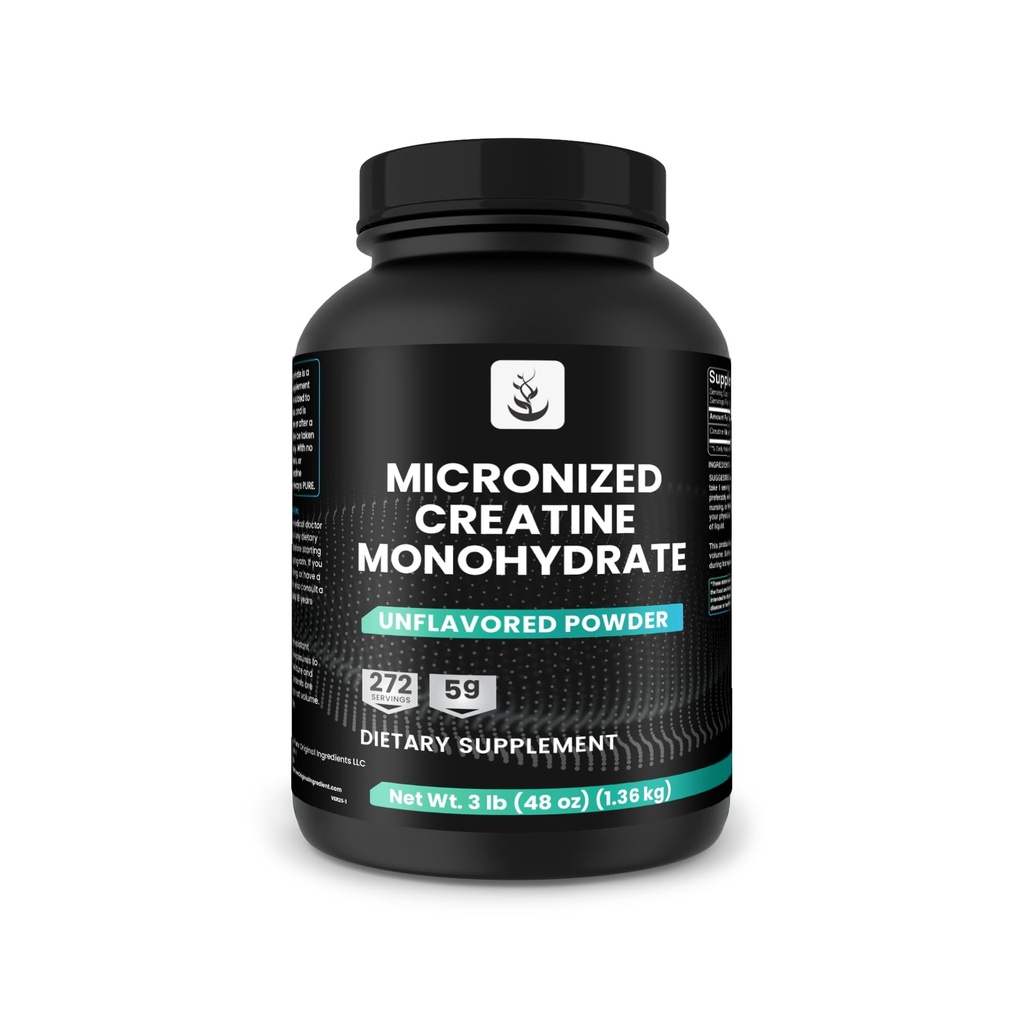Pure Original Ingredients, Creatine Monohydrate, 3 Lb | For pre- and post-workout shakes, smoothies, and homemade sports drinks