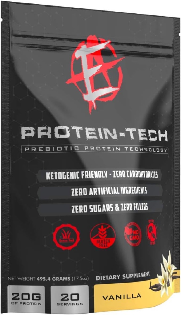 Enhanced Labs - Protein Tech - Smart Collagen Protein Powder for Men & Women - Keto Friendly, Fat, Dairy, Carb & Sugar Free Protein Supplement (20 Servings) (Vanilla)