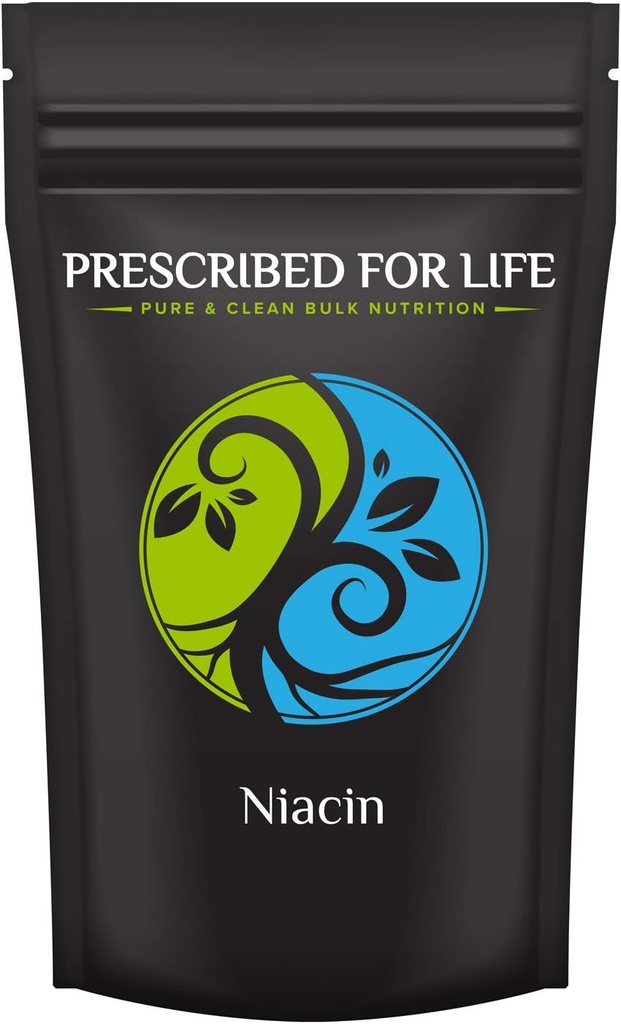 Prescribed For Life Niacin Powder | Vitamin B3 for Skin Health and Digestive Support | Vegan, Gluten Free, Non GMO | Nicotinic Acid Powder (1 kg / 2.2 lb)