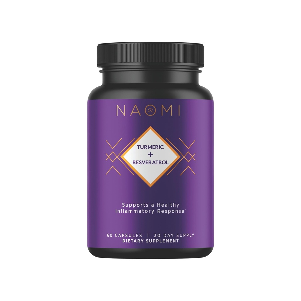 NAOMI Turmeric + Resveratrol 1000mg - Supports Healthy Inflammatory Response, Joint Comfort & Cardiovascular Wellness - 95% Curcuminoids, BioPerine® Enhanced Absorption, Non-GMO, Vegan, 30-Day Supply