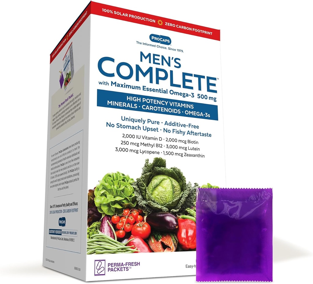 ANDREW LESSMAN Multivitamin-Men's Complete with Maximum Essential Omega-3 500 mg 30 Packets - 30+ High Potencies of All Nutrients, Essential Vitamins, Minerals, Carotenoids. No Additives
