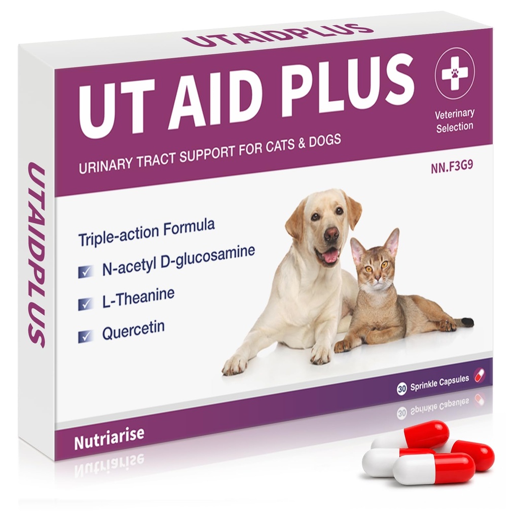 Natural UTI Treatment for Cats & Dogs – Antibiotic-Free Urinary Tract Infection Support Supplement – Bladder & Kidney Health – Incontinence Prevention – 30 Capsules