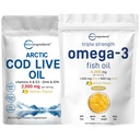 Triple Strength Omega 3 Fish Oil Supplements 4200mg Per Serving & Cod Liver Oil 2,000mg Per Serving, 360 Softgels | Lemon Flavored – Burpless – Wild Caught – Arctic Deep Sea Fish