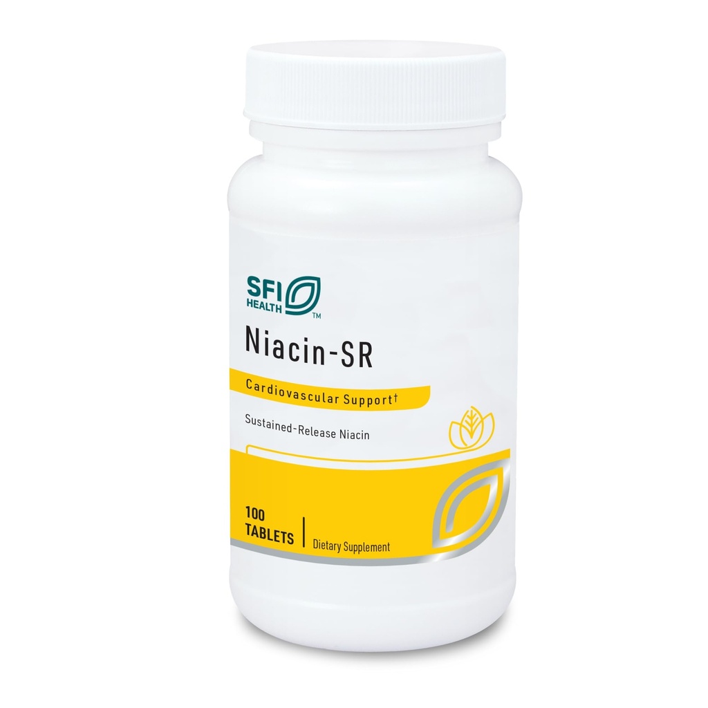 SFI Health Klaire Labs Niacin-SR, 100 Scored Tablets | 500 Milligrams Sustained Release Essential Vitamin B3 to Help Avoid Flush, Adjustable Dose & Hypoallergenic