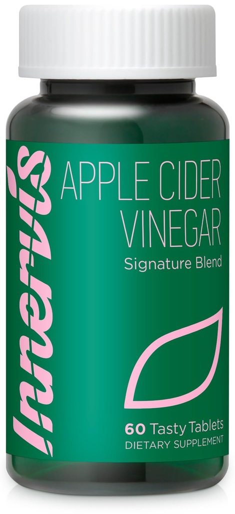 Apple Cider Vinegar 1000mg with B & C Vitamins - Appetite & Metabolism Support - Only 5 Calories - Green Apple Flavor - 60 Tablets - Innervis Nutrition
