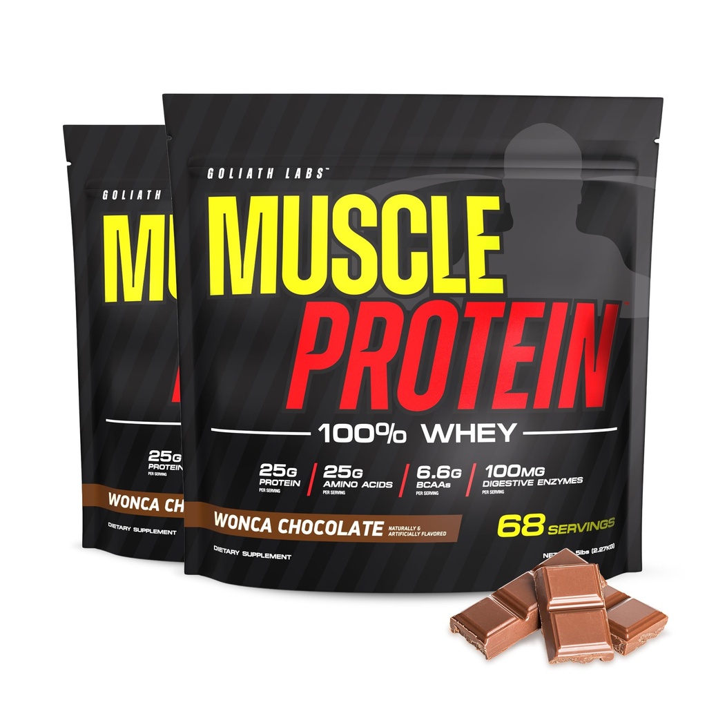 Muscle Whey Protein Flavored Protein Powder, 25,000mg Amino Acids/Serving, Cold Filtered(Packaging May Vary) (10 Pound (Pack of 2), Chocolate) | Per Serving: 25g Pure Protein, 25g Amino Acids, 6.6g BCAAs, 0g Sugar - Cold Filtered Whey Protein Powder