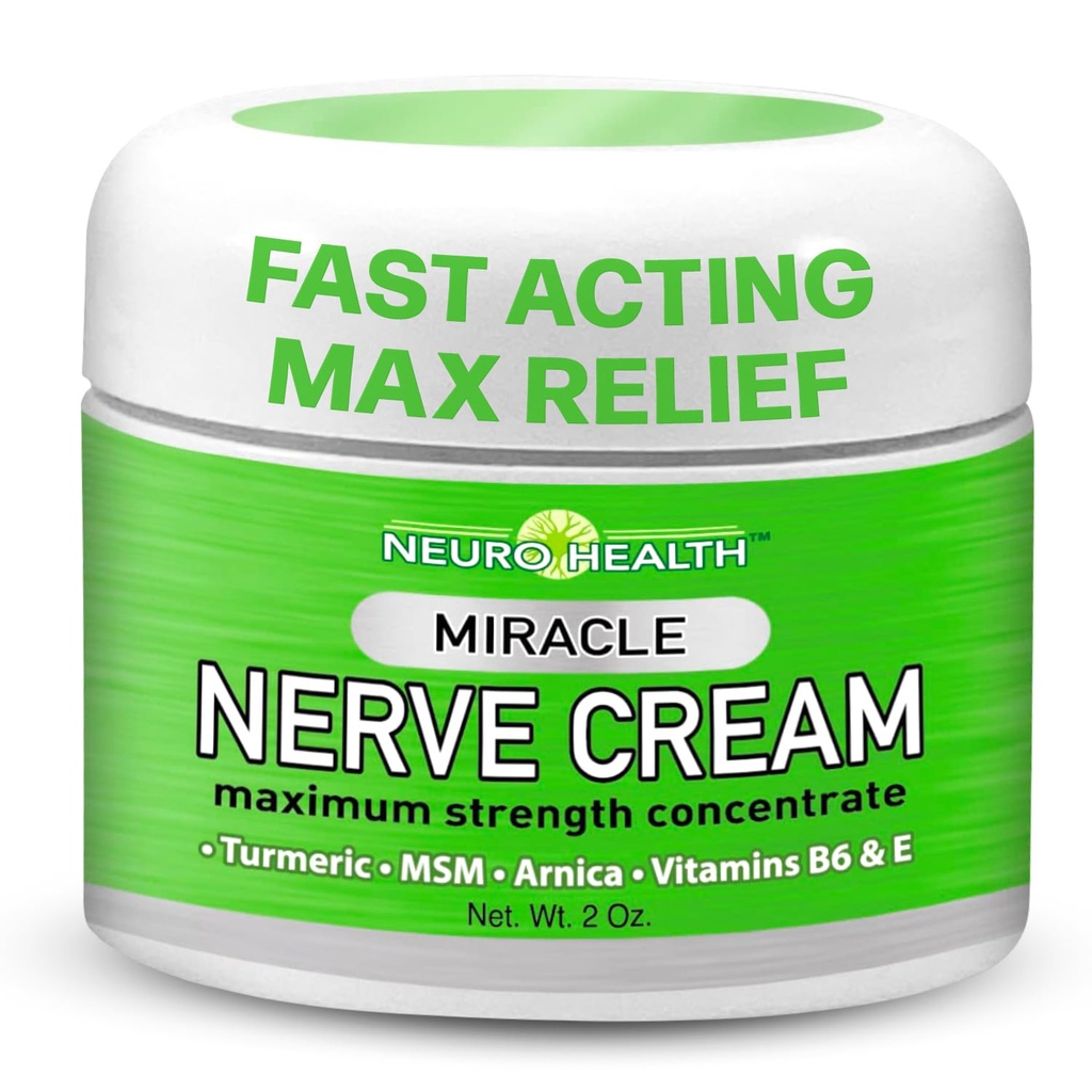 Neuro Health Miracle Nerve Cream - Maximum Strength - Turmeric and Arnica Blend for Neuropathy Discomfort Relief - Soothing Foot & Hand Formula with MSM, B6, E - Made in USA