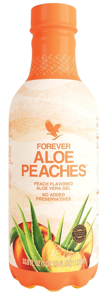 Forever Living - Aloe Peaches, Pure Aloe with Real Peach Flavor, Supports Digestion and Immune System, Vegan and Gluten-Free, 33.8 fl oz, 1 Pack