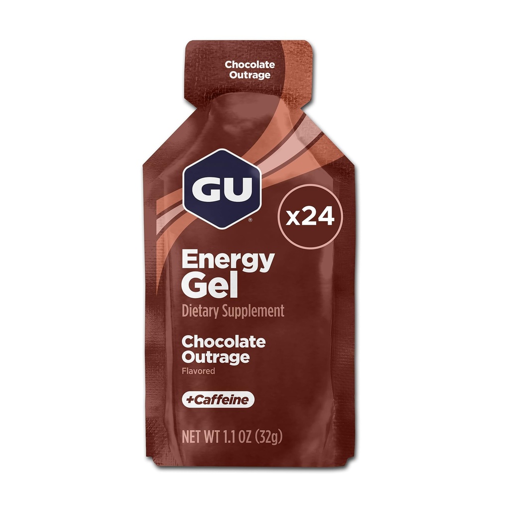 GU Energy Original Sports Nutrition Energy Gel, Chocolate Outrage, 24 Count Box