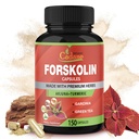 Organic Cadane Forskolin Supplement Capsules - 5in1 Concentrated with Turmeric Curcumin, Arjuna, Garcinia Cambogia, and Green Tea - 150 Capsules for 5 Months Supply