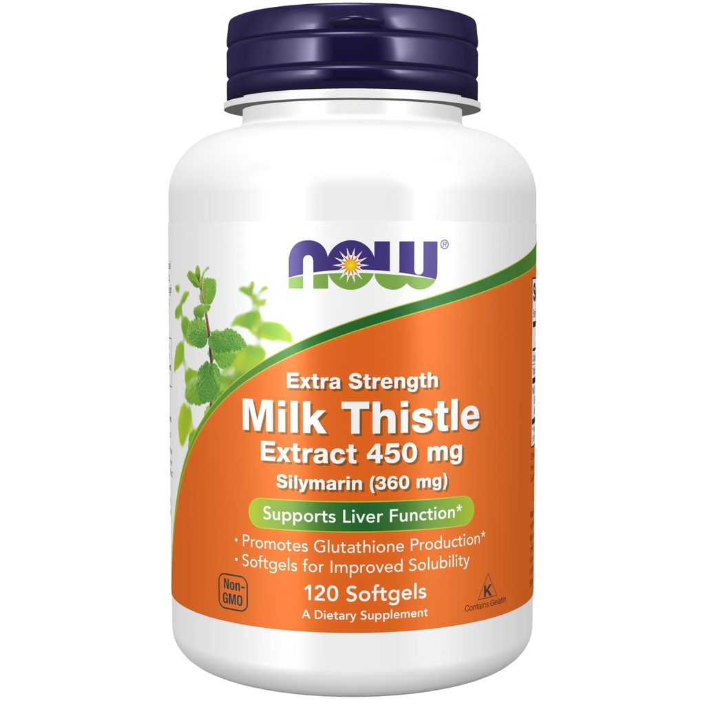 NOW Foods Supplements, Silymarin Milk Thistle Extract, Extra Strength 450 mg, 120 Softgels