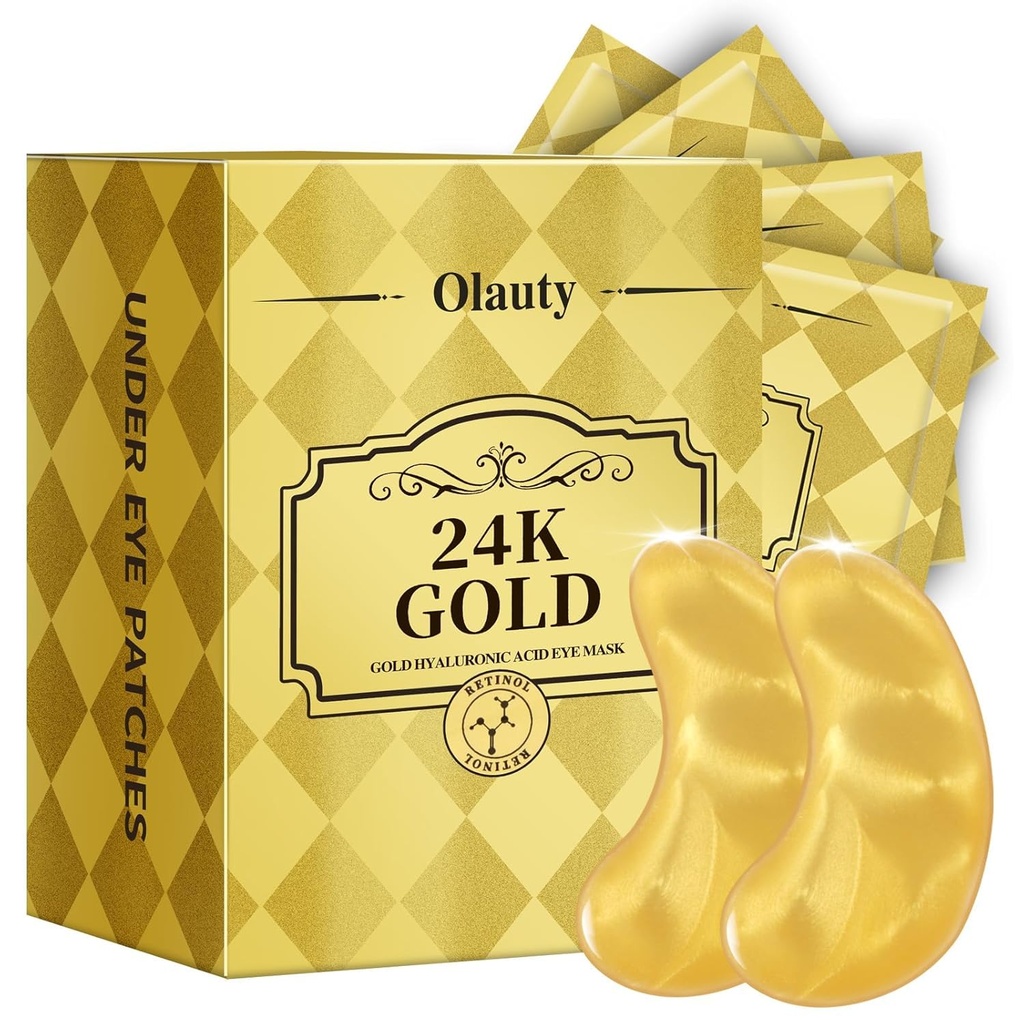 30 Pairs 24K Gold Eye Mask, Eye Patches for Puffy Eyes and Dark Circles, Under Eye Mask Patches Skincare, for Women Men