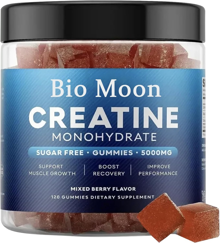 Creatine Monohydrate Gummies 5000mg for Men & Women, Chewables Creatine Monohydrate for Muscle Strength, Energy Boost, Pre-Workout Supplement(120 Count)- Mixed Berries Flavour