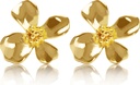 14K Gold Plated 925 Sterling Silver Flower Lily Stud Earrings