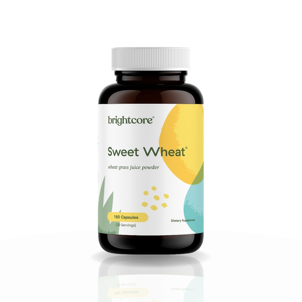 Brightcore Nutrition Sweet Wheat, Ready-to-Drink Athletic Greens, Super Greens with Digestive Enzymes for Digestive Health and Immune Boost, 180 Wheatgrass Juice Powder Capsules