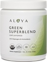 Alaya Organic Super Greens Powder - Premium Green Juice Superfood Supplement Powder - Adaptogens, Antioxidants & Probiotics Blend - USDA Organic, Non-GMO, Vegan - 30 Servings (Unflavored)