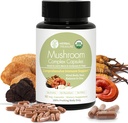 Herbal Treasure 4 in 1 Mushroom Complex Supplement, Adaptogens with Lion's Mane, Reishi, Chaga and Cordyceps Mushroom Blend, Organic Mushroom Supplement Extract 90 Caps