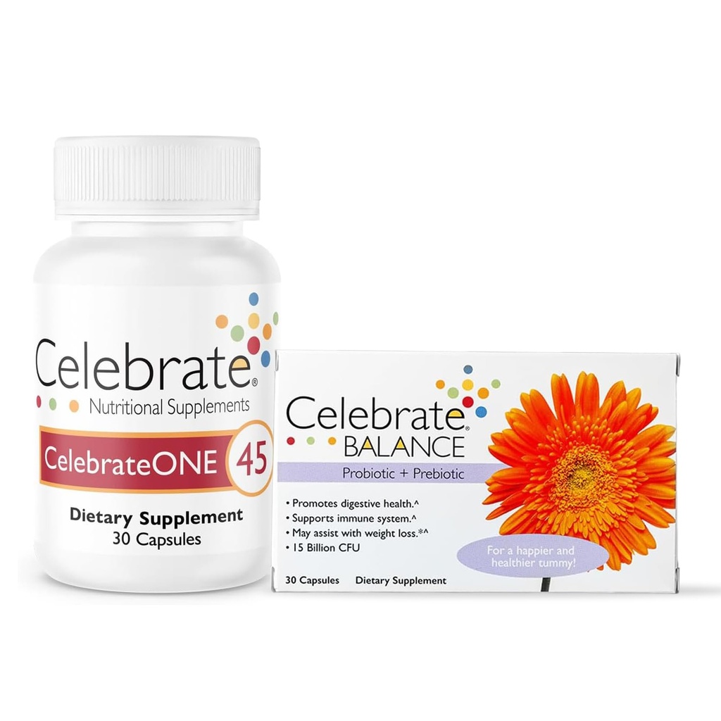 CelebrateONE 45 Multivitamin with Iron and Balance Probiotic Bundle – Bariatric Vitamins for Post-Gastric Bypass & Sleeve Gastrectomy – Comprehensive Nutritional & Digestive Support