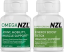 Omega-3 Natural Joint Relief Supplement Natural Muscle Support, Green-Lipped Mussel Oil Joint Support, No Fishy Aftertaste, 60 Softgels Plus one Bottle of Super Greens 30 Capsules