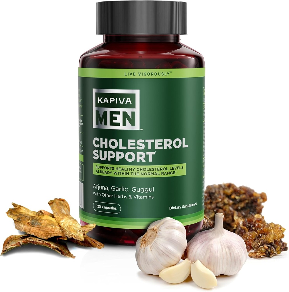 Cholesterol Support Supplement with Arjuna, Garlic, Guggul, and Other Herbs and Vitamins, Supports Normal Cholesterol Levels, 60 Day Supply, 120 Capsules