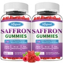 2 Packs Saffron Gummies - Sugar Free Saffron Supplement for Men Women Mood Support Supplement with Saffron Extract, Passion Flower, Magnesium & Vitamins for Relaxation, Focus, Raspberry Flavor