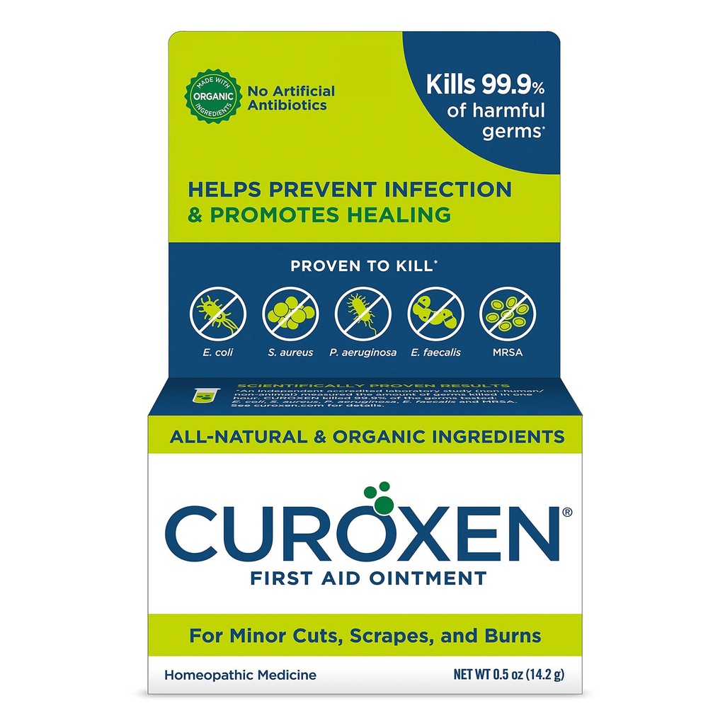 CUROXEN First Aid Ointment for Minor Cuts, Scrapes & Burns, 0.5 Oz | Gentle, Antibiotic Free Wound Care Calendula & Oxygenated Olive Oil, All-Natural & Organic Ingredients