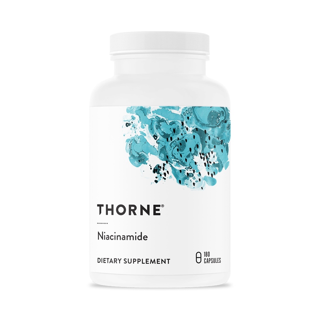 THORNE - Niacinamide - Non-Flushing Form of Vitamin B3 - Supports Skin Health & Provides Cellular Protection* - Niacin Supplement - Third-Party Certified - Gluten, Dairy & Soy-Free - 180 Capsules